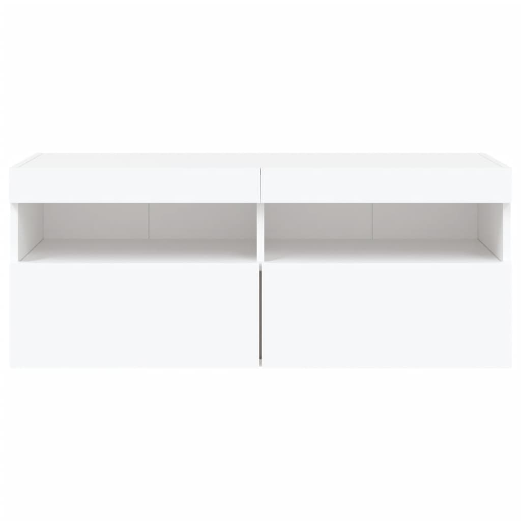 Nástěnná Tv Skříňka S Led Osvětlením Bílá 100 X 30 X 40 Cm