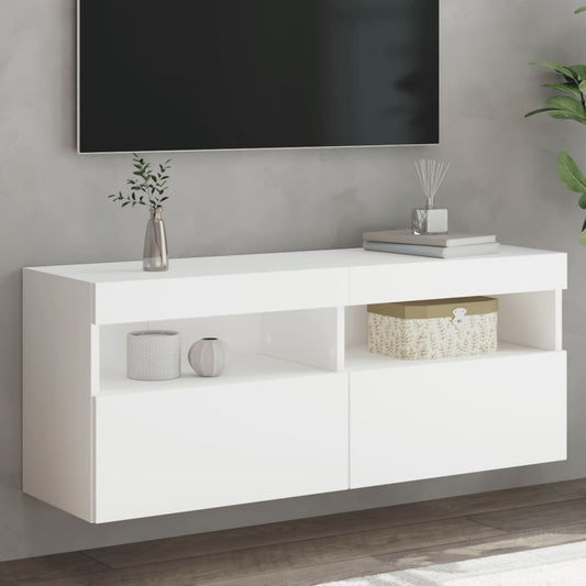 Nástěnná Tv Skříňka S Led Osvětlením Bílá 100 X 30 X 40 Cm
