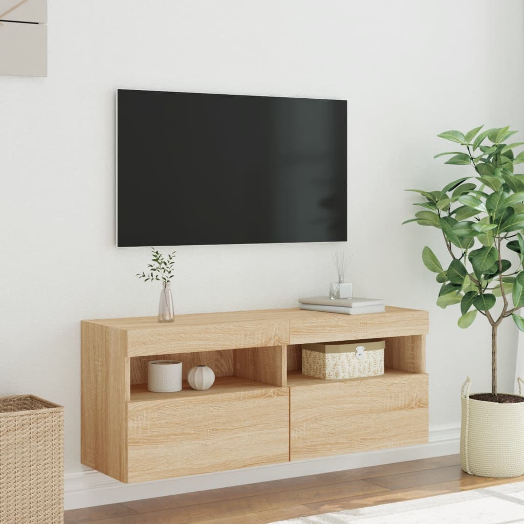 Nástěnná Tv Skříňka S Led Osvětlením Dub Sonoma 100X30X40 Cm