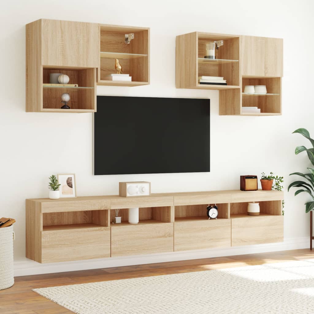 Nástěnná Tv Skříňka S Led Osvětlením Dub Sonoma 100X30X40 Cm