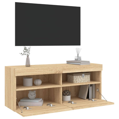 Nástěnná Tv Skříňka S Led Osvětlením Dub Sonoma 100X30X40 Cm