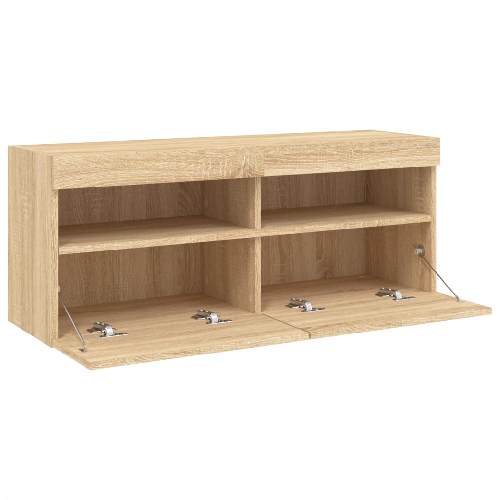 Nástěnná Tv Skříňka S Led Osvětlením Dub Sonoma 100X30X40 Cm