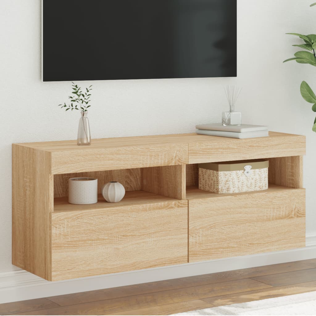 Nástěnná Tv Skříňka S Led Osvětlením Dub Sonoma 100X30X40 Cm
