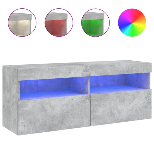 Nástěnná Tv Skříňka S Led Osvětlením Betonově Šedá 100X30X40 Cm
