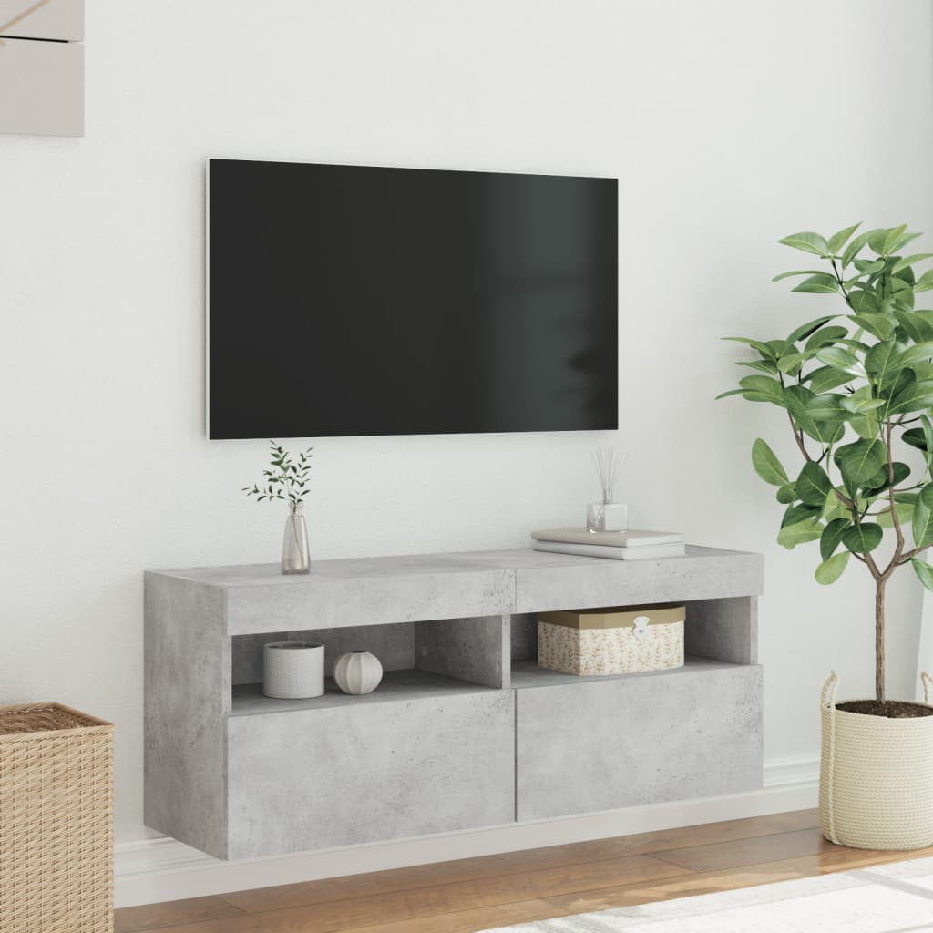 Nástěnná Tv Skříňka S Led Osvětlením Betonově Šedá 100X30X40 Cm