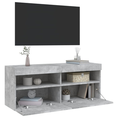Nástěnná Tv Skříňka S Led Osvětlením Betonově Šedá 100X30X40 Cm