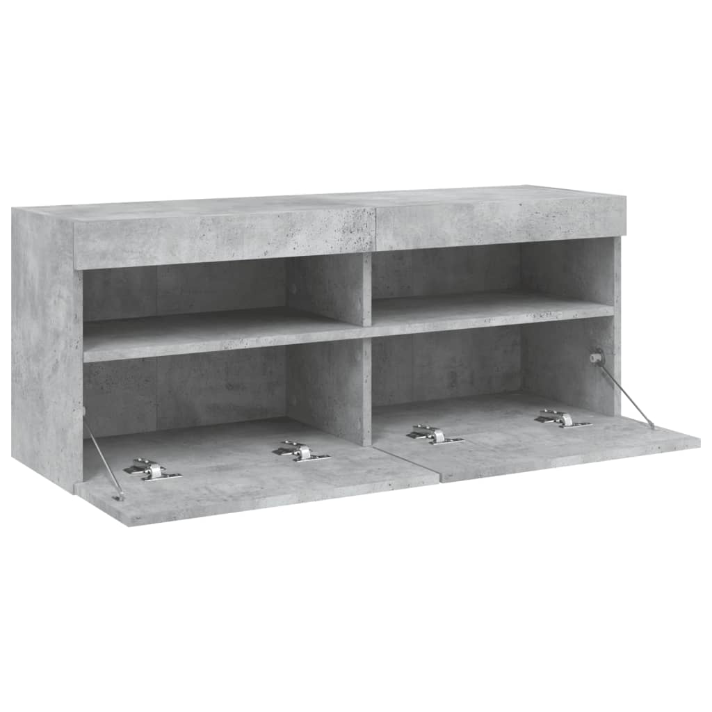 Nástěnná Tv Skříňka S Led Osvětlením Betonově Šedá 100X30X40 Cm