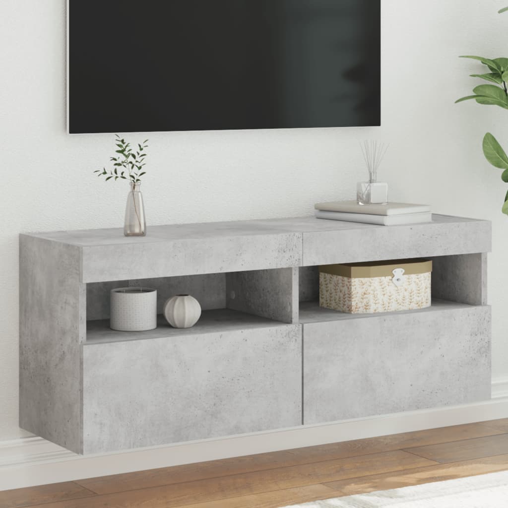 Nástěnná Tv Skříňka S Led Osvětlením Betonově Šedá 100X30X40 Cm
