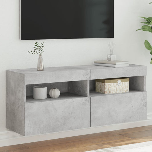 Nástěnná Tv Skříňka S Led Osvětlením Betonově Šedá 100X30X40 Cm