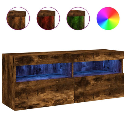 Nástěnná Tv Skříňka S Led Osvětlením Kouřový Dub 100X30X40 Cm