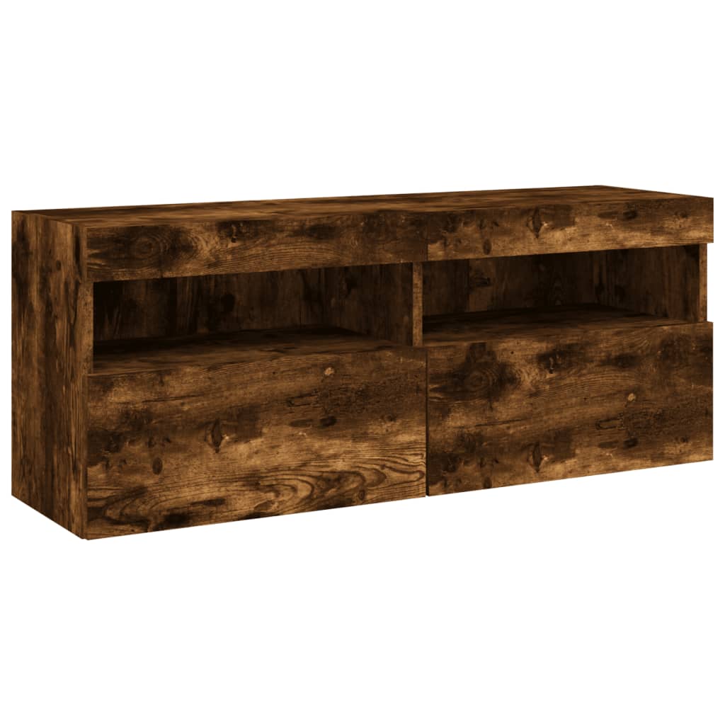 Nástěnná Tv Skříňka S Led Osvětlením Kouřový Dub 100X30X40 Cm