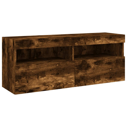 Nástěnná Tv Skříňka S Led Osvětlením Kouřový Dub 100X30X40 Cm
