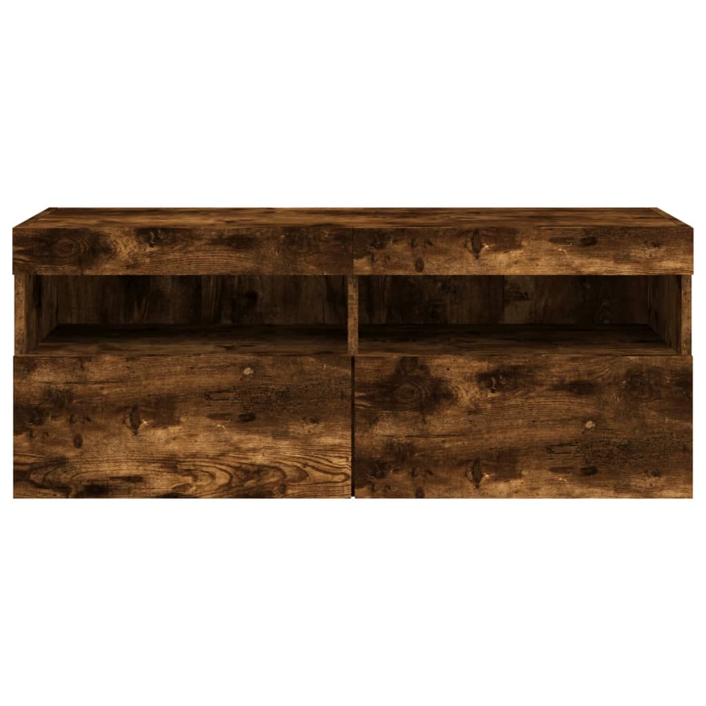 Nástěnná Tv Skříňka S Led Osvětlením Kouřový Dub 100X30X40 Cm