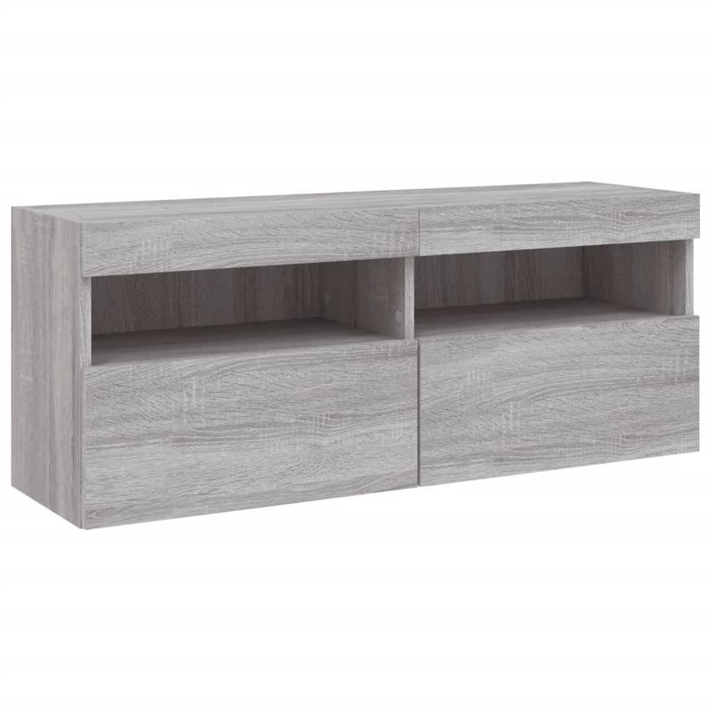 Nástěnná Tv Skříňka S Led Osvětlením Šedá Sonoma 100X30X40 Cm
