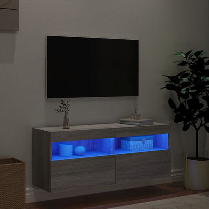 Nástěnná Tv Skříňka S Led Osvětlením Šedá Sonoma 100X30X40 Cm