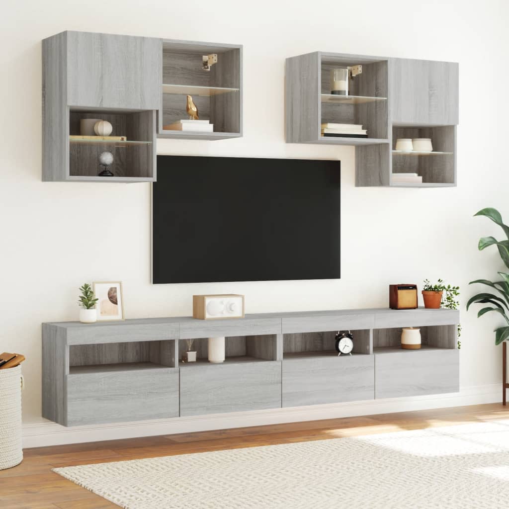 Nástěnná Tv Skříňka S Led Osvětlením Šedá Sonoma 100X30X40 Cm