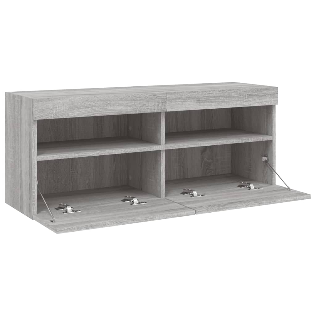 Nástěnná Tv Skříňka S Led Osvětlením Šedá Sonoma 100X30X40 Cm