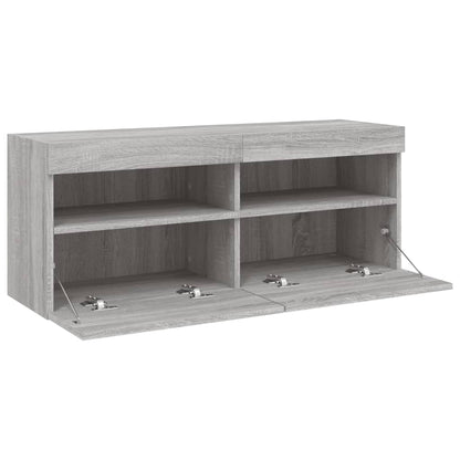 Nástěnná Tv Skříňka S Led Osvětlením Šedá Sonoma 100X30X40 Cm