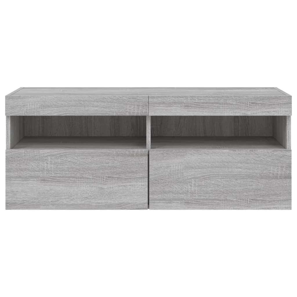 Nástěnná Tv Skříňka S Led Osvětlením Šedá Sonoma 100X30X40 Cm