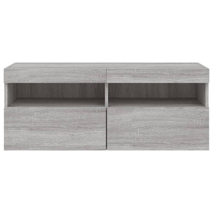 Nástěnná Tv Skříňka S Led Osvětlením Šedá Sonoma 100X30X40 Cm