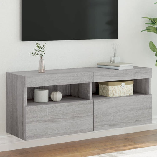 Nástěnná Tv Skříňka S Led Osvětlením Šedá Sonoma 100X30X40 Cm
