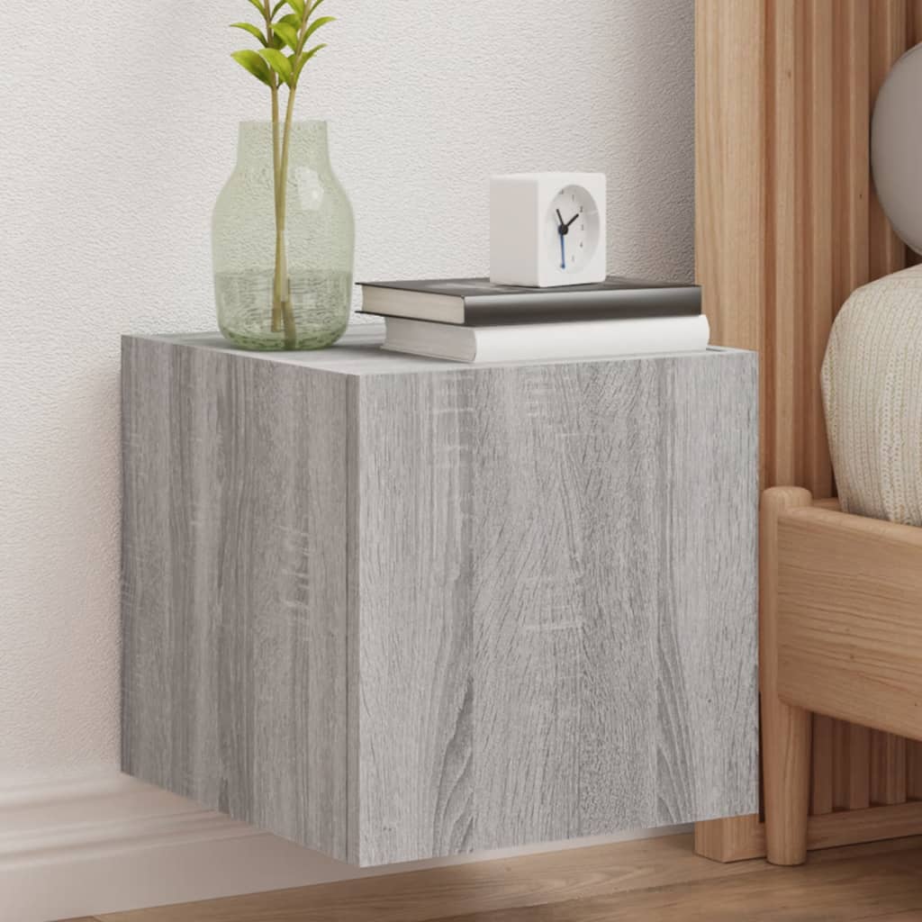 Nástěnná Tv Skříňka S Led Osvětlením Betonově Šedá