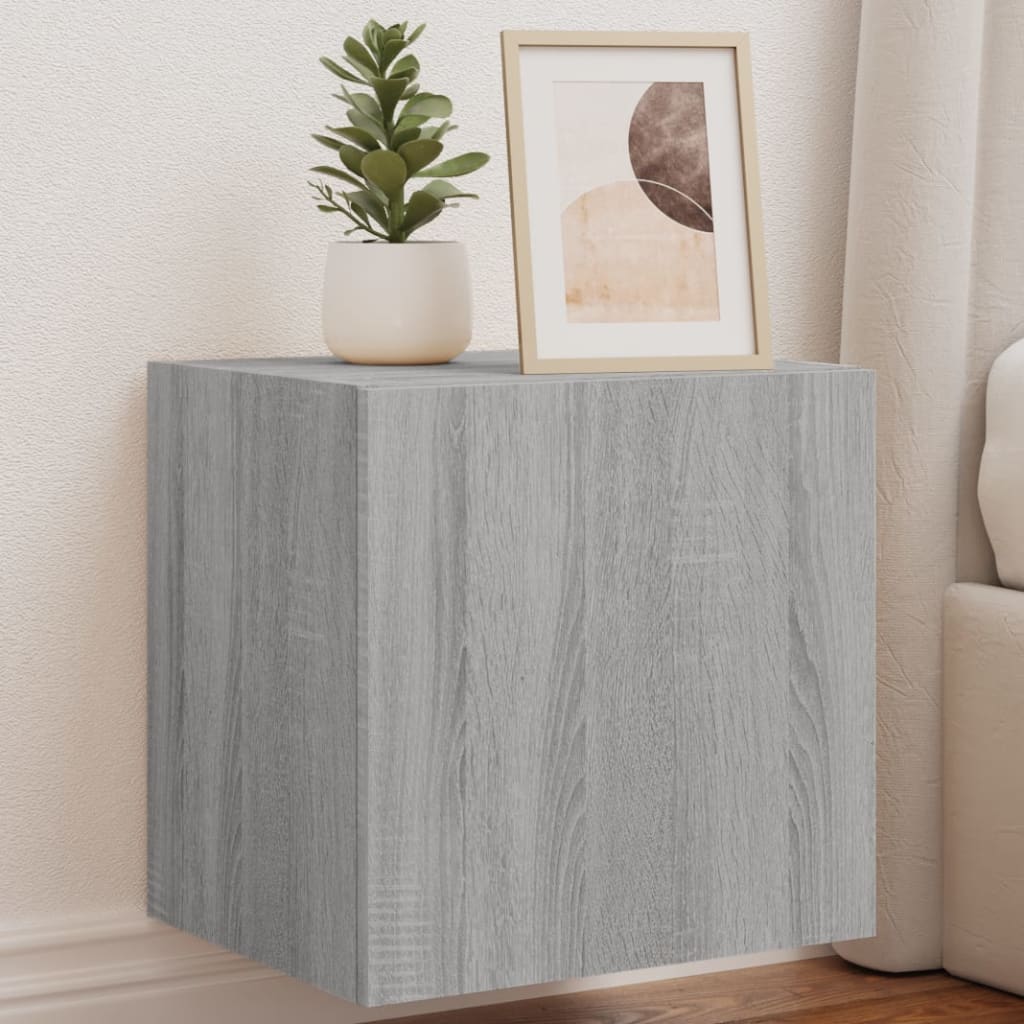 Nástěnná Tv Skříňka S Led Osvětlením Betonově Šedá