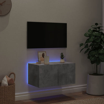 Nástěnná Tv Skříňka S Led Osvětlením Betonově Šedá