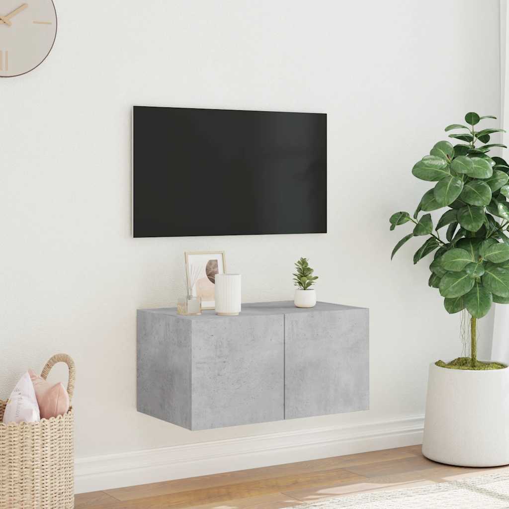 Nástěnná Tv Skříňka S Led Osvětlením Betonově Šedá