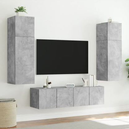 Nástěnná Tv Skříňka S Led Osvětlením Betonově Šedá
