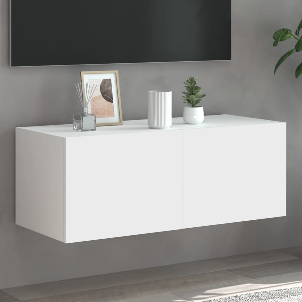 Nástěnná Tv Skříňka S Led Osvětlením Betonově Šedá
