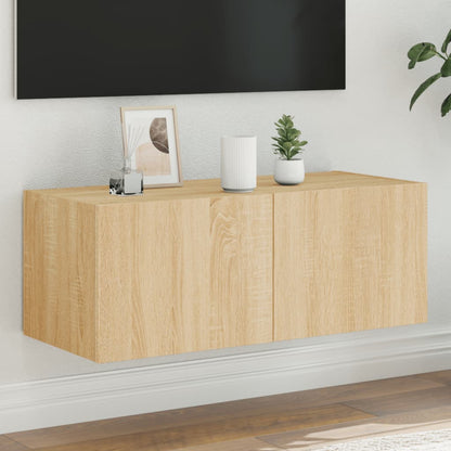 Nástěnná Tv Skříňka S Led Osvětlením Betonově Šedá