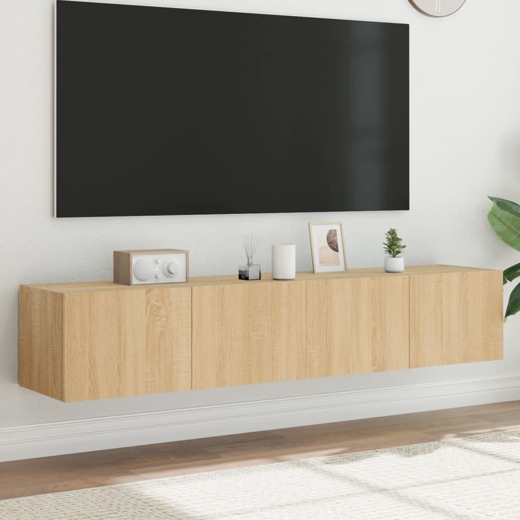 Nástěnná Tv Skříňka S Led Osvětlením Betonově Šedá