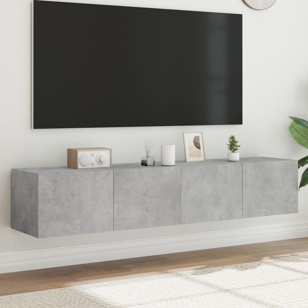 Nástěnná Tv Skříňka S Led Osvětlením Betonově Šedá