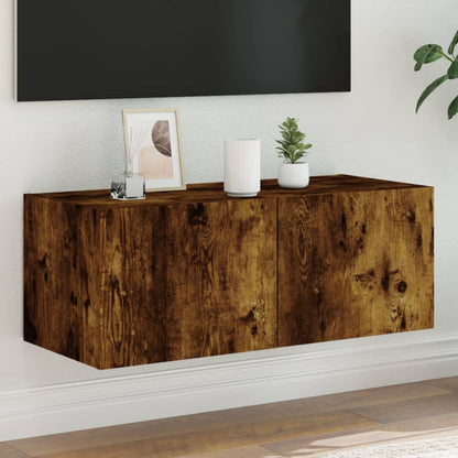 Nástěnná Tv Skříňka S Led Osvětlením Betonově Šedá