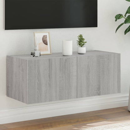 Nástěnná Tv Skříňka S Led Osvětlením Betonově Šedá