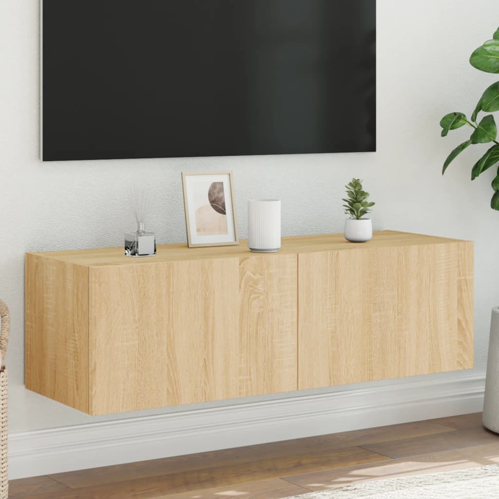 Nástěnná Tv Skříňka S Led Osvětlením Betonově Šedá