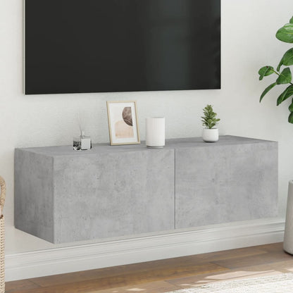 Nástěnná Tv Skříňka S Led Osvětlením Betonově Šedá