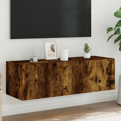 Nástěnná Tv Skříňka S Led Osvětlením Betonově Šedá
