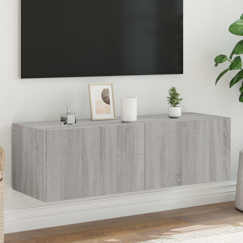 Nástěnná Tv Skříňka S Led Osvětlením Betonově Šedá