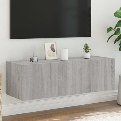 Nástěnná Tv Skříňka S Led Osvětlením Betonově Šedá