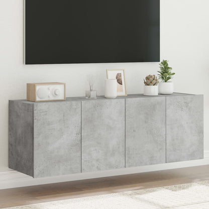 Nástěnná Tv Skříňka S Led Osvětlením Betonově Šedá