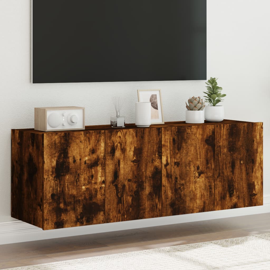 Nástěnná Tv Skříňka S Led Osvětlením Betonově Šedá