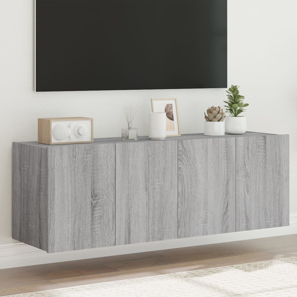 Nástěnná Tv Skříňka S Led Osvětlením Betonově Šedá