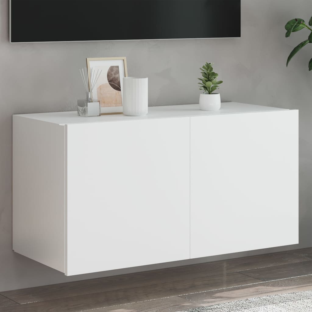 Nástěnná Tv Skříňka S Led Osvětlením Betonově Šedá
