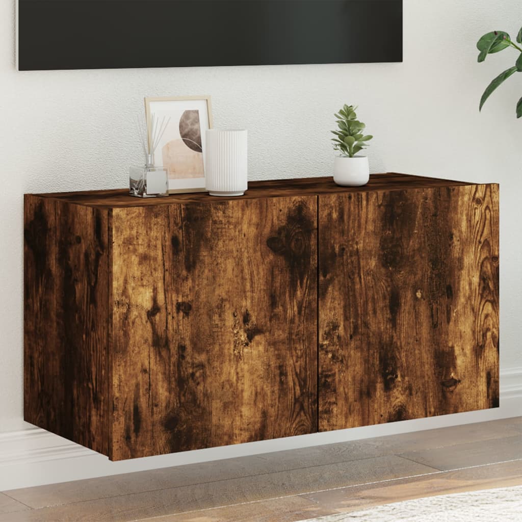 Nástěnná Tv Skříňka S Led Osvětlením Betonově Šedá
