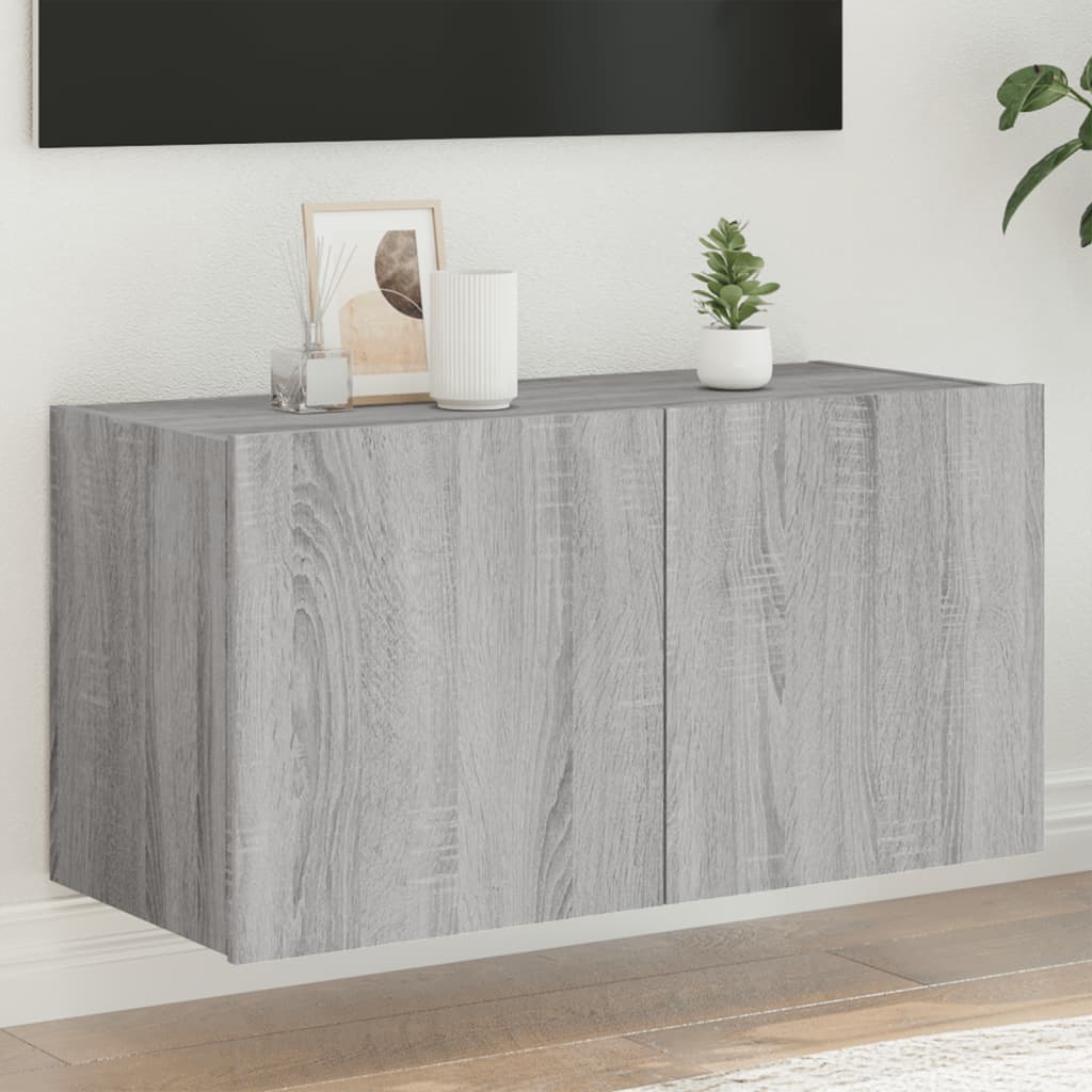 Nástěnná Tv Skříňka S Led Osvětlením Betonově Šedá