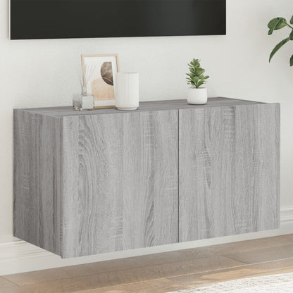 Nástěnná Tv Skříňka S Led Osvětlením Betonově Šedá