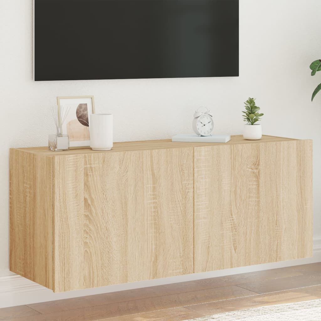 Nástěnná Tv Skříňka S Led Osvětlením Betonově Šedá