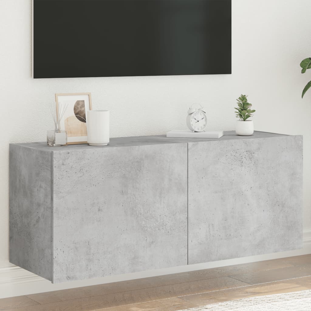 Nástěnná Tv Skříňka S Led Osvětlením Betonově Šedá
